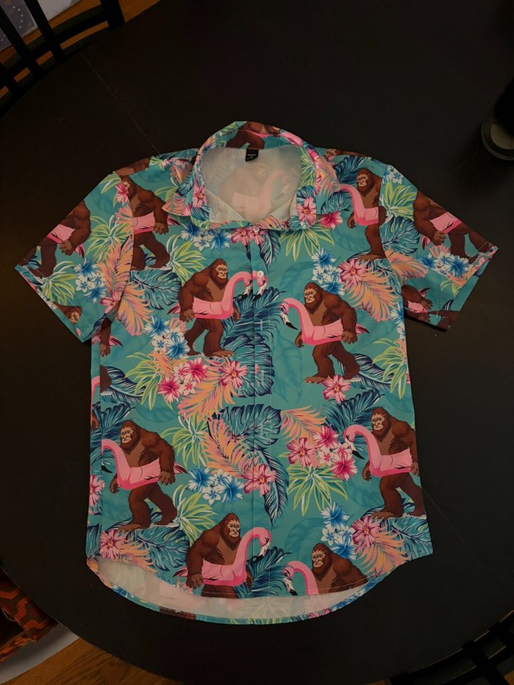 Mens/Unisex Sasquatch at the Pool Button Up Shirt